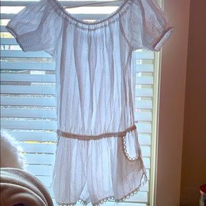 White Romper Off-Shoulder